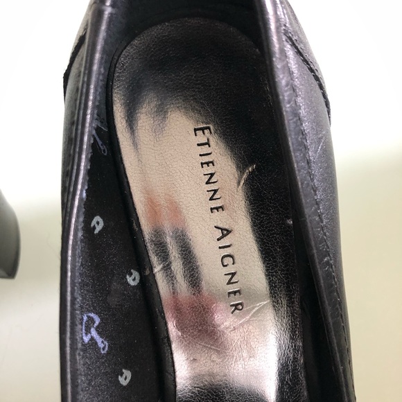 Etienne Aigner black loafer stacked heel - Picture 3 of 5